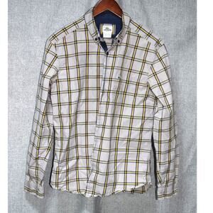 Lacoste Men’s Slim Fit Plaid Button-Down Shirt Gray Yellow Blue Size 42 (Large)